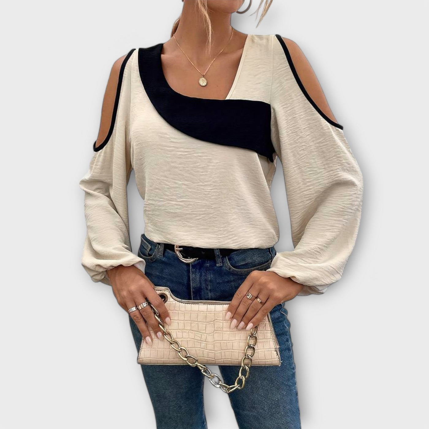 Bluse für Damen mit quadratischem Ausschnitt und modernem Design - Alyora