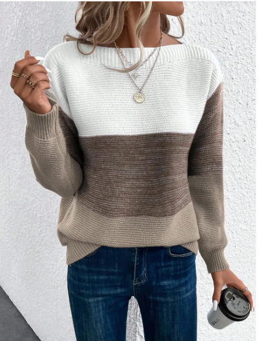 Nalia – eleganter dreifarbiger patchwork-pullover