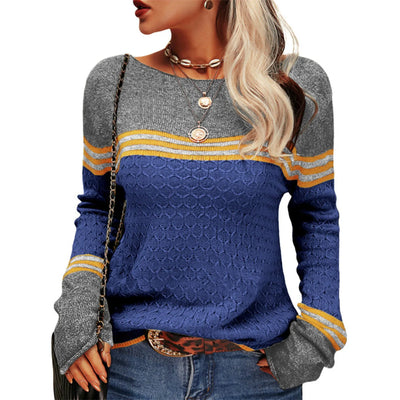 Gestreifter Strickpullover Blau - Sophia
