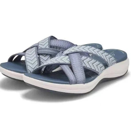 Beige Plateau-Sandalen mit Kreuzriemen - Nia