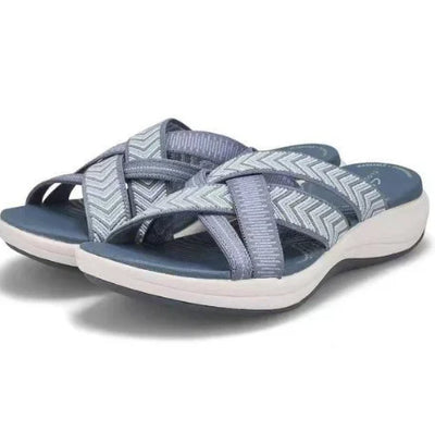 Beige Plateau-Sandalen mit Kreuzriemen - Nia