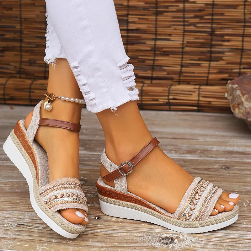 Damen Keilsandalen Bohemian Stil für Frühling und Sommer - Graziolia