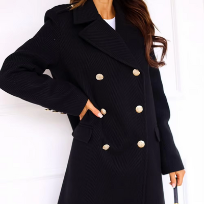 Eleganter Damenmantel - Klassisches Design mit Knöpfen und Taschen