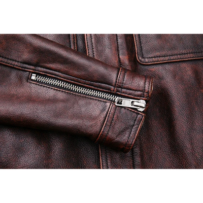 Elegante Herren-Echtlederjacke mit Reißverschluss und Knöpfen