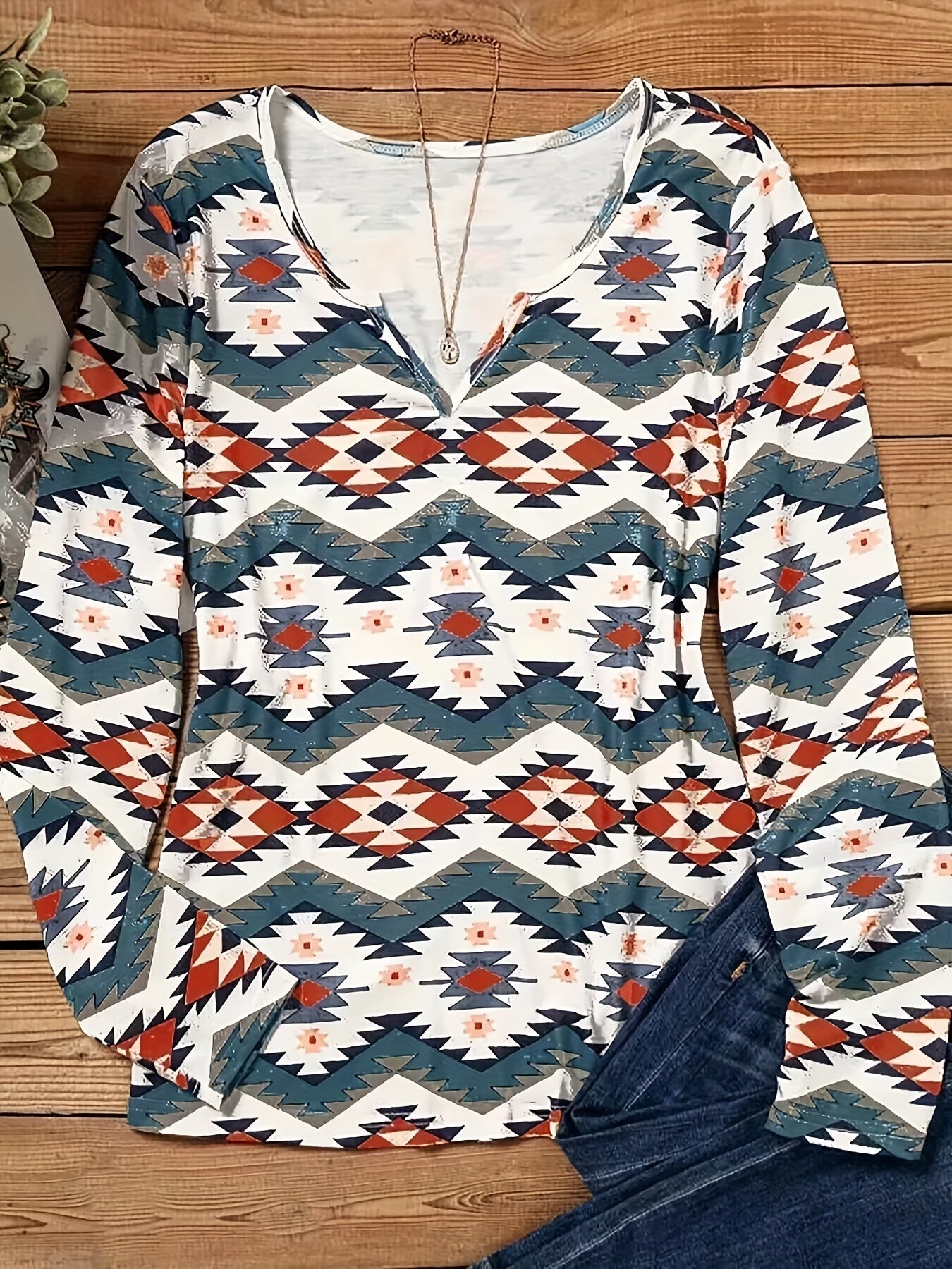 Hannelore | Stylishes Langarmshirt mit Geometrischem Print