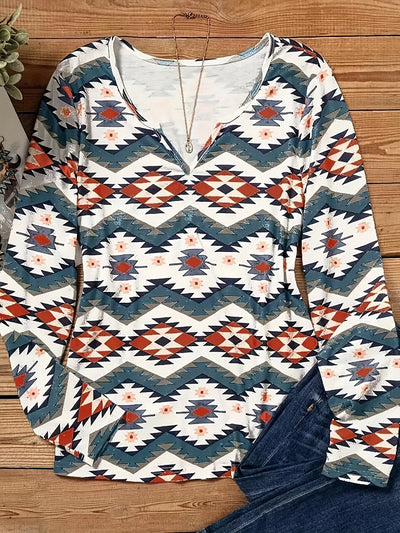 Hannelore | Stylishes Langarmshirt mit Geometrischem Print