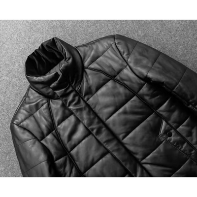 Warme Herren-Lederjacke mit Stehkragen - Gefüttert und Modern