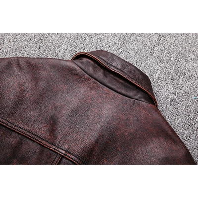 Elegante Herren-Echtlederjacke mit Reißverschluss und Knöpfen