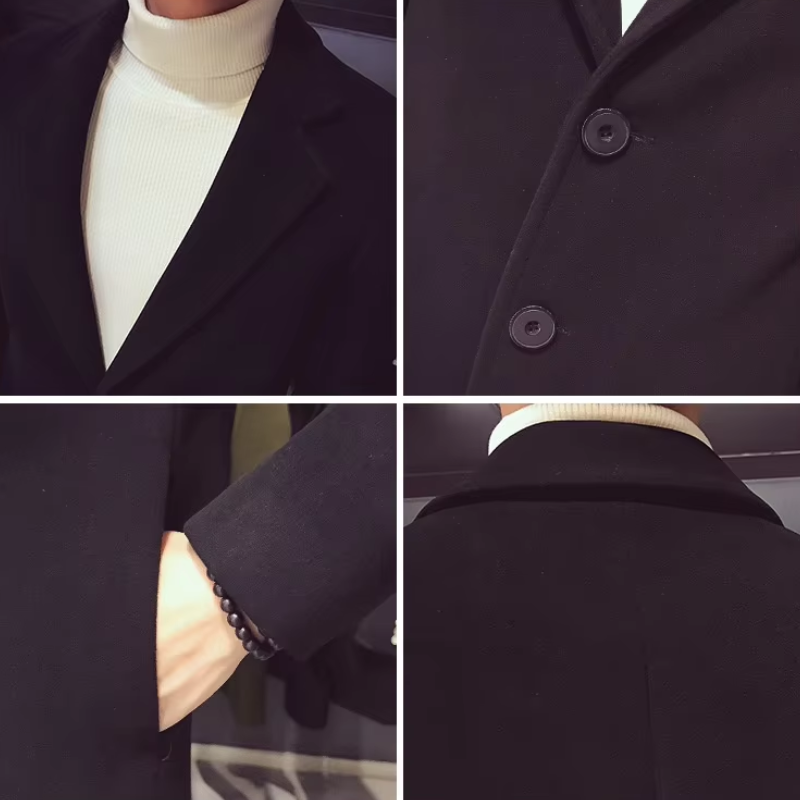 Herren Woll-Mantel Elegante Business Jacke - Büro und Freizeit