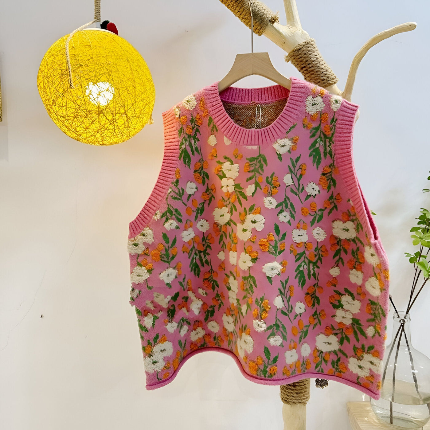 Aiden | Koreanischer Stil Pink Peach Blossom Strickweste