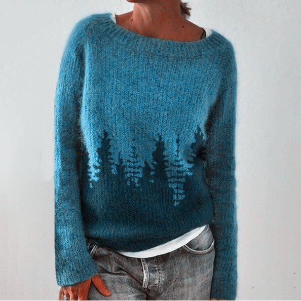 Damen Retro-Pullover mit geripptem Saum