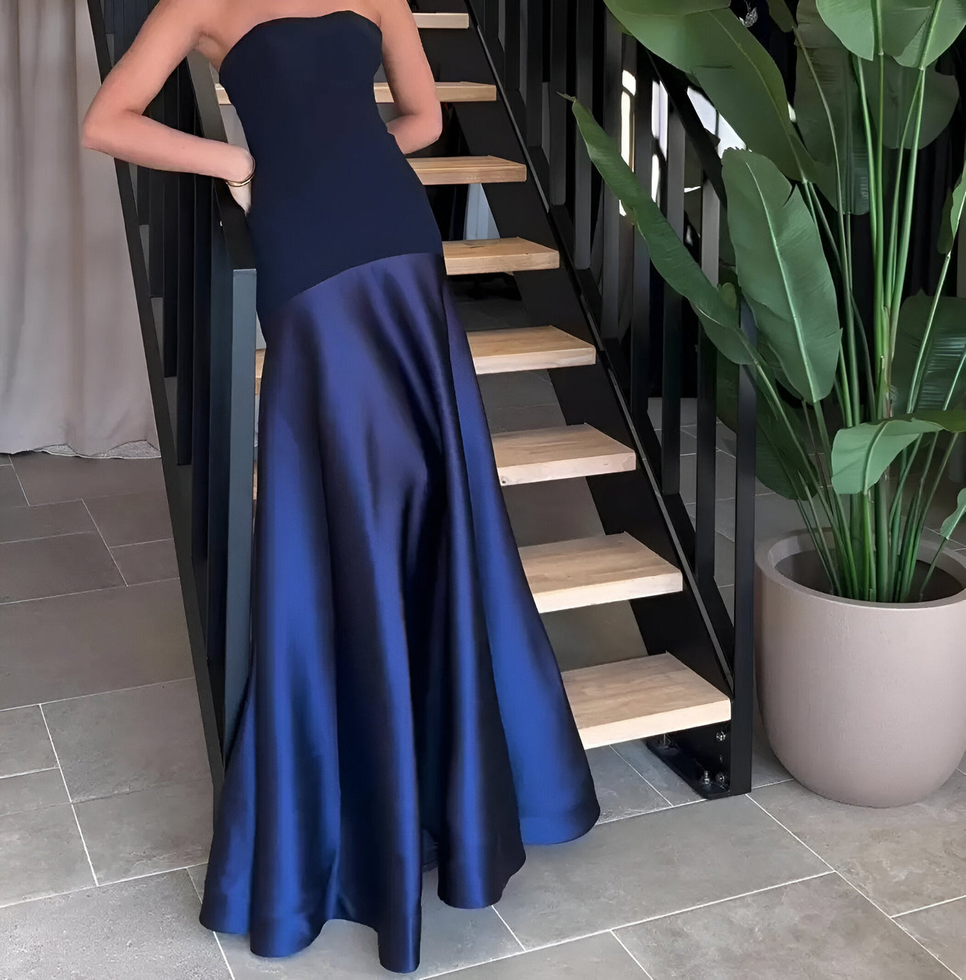 Berenice | Sexy Luxus Patchwork Trägerloses Maxikleid