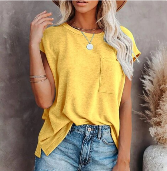 Lässiges Damen Oversize-Shirt mit Brusttasche | 100% Baumwolle | Locker geschnitten