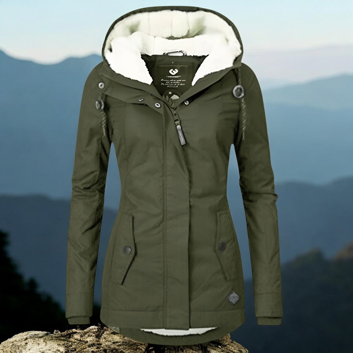 Mit Fleece gefütterte Kapuzenjacke für Frauen