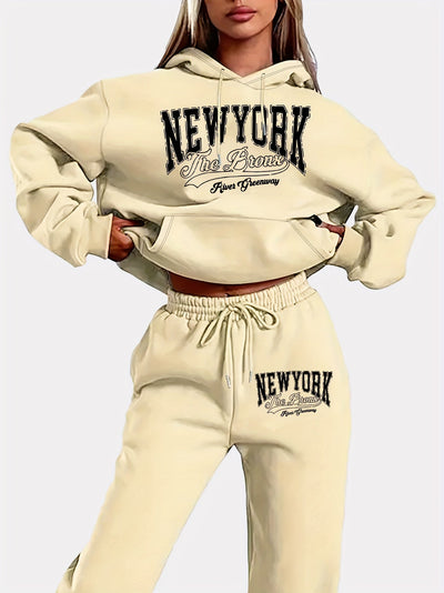 Bequemes Damen Loungewear-Set | Kapuzenpullover & Jogginghose | Warmer Fleece-Stoff