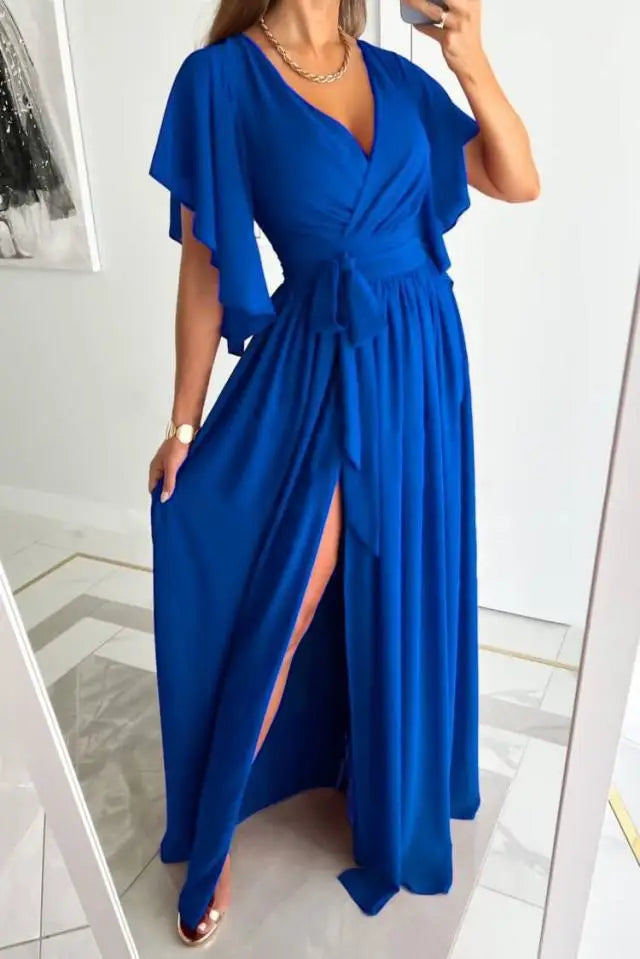Damen Elegantes Cocktailkleid mit V-Ausschnitt und Raffung