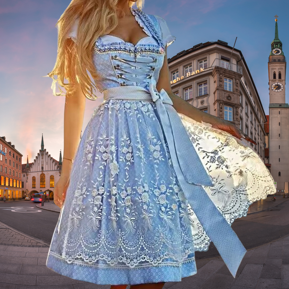 Sardinas - Elegantes Dirndl Kleid Damen im Ethnic Style für Oktoberfest und Trachtenanlässe