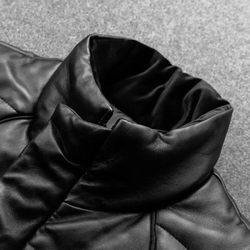 Warme Herren-Lederjacke mit Stehkragen - Gefüttert und Modern