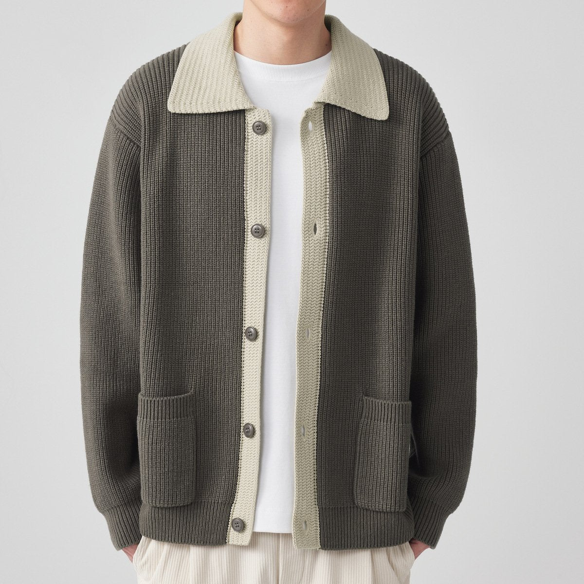 Gerippter Herren Strickcardigan