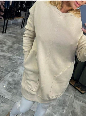 Gemütliches Sweatshirt-Kleid in Übergröße mit Fronttasche für Frauen