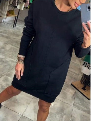Gemütliches Sweatshirt-Kleid in Übergröße mit Fronttasche für Frauen