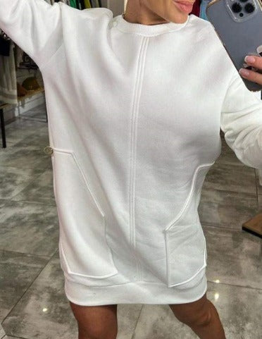 Gemütliches Sweatshirt-Kleid in Übergröße mit Fronttasche für Frauen