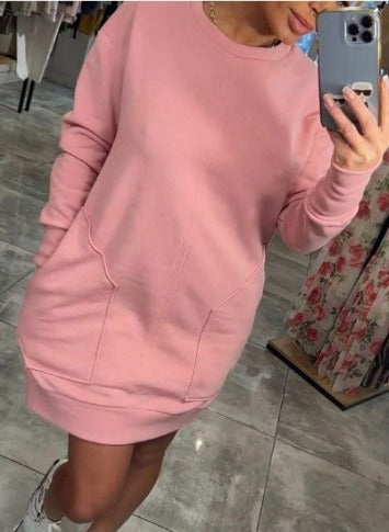 Gemütliches Sweatshirt-Kleid in Übergröße mit Fronttasche für Frauen