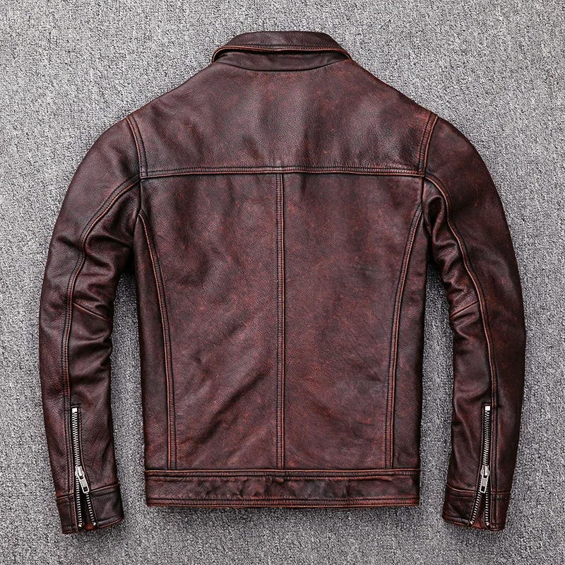 Elegante Herren-Echtlederjacke mit Reißverschluss und Knöpfen