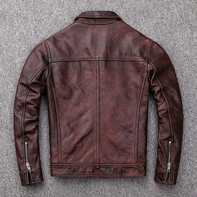 Elegante Herren-Echtlederjacke mit Reißverschluss und Knöpfen