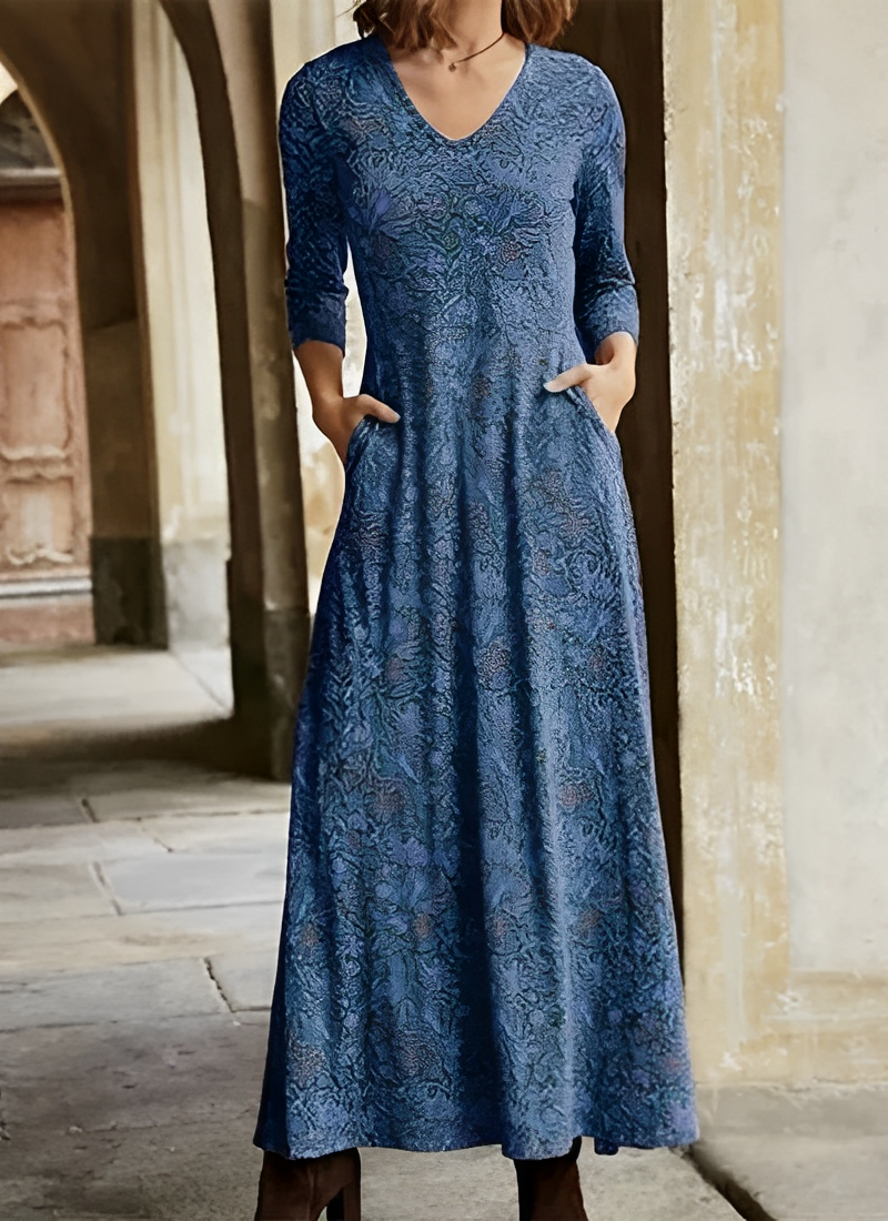 Elegantes Damen Maxikleid mit Blumenmuster - Sommerlich Fließend