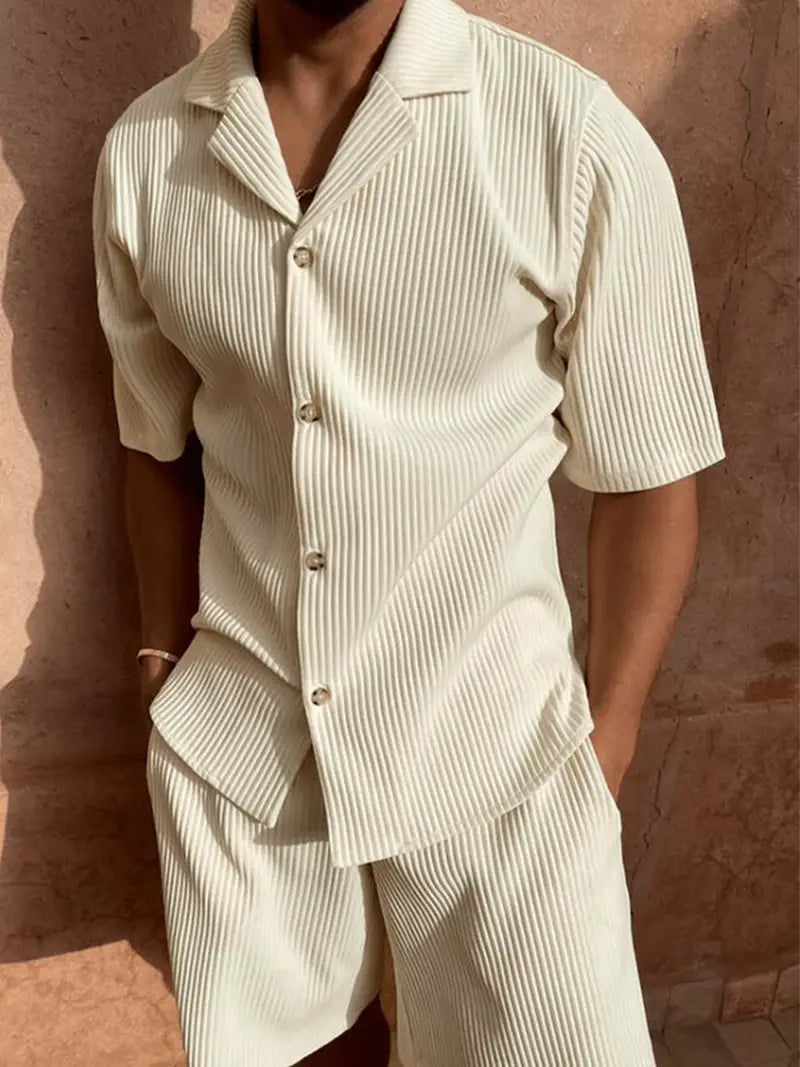 Cord Herren Sommer Set mit Knopfleiste