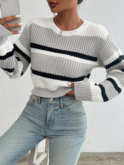 Damen Strickpullover aus Acryl - Oversized Fit mit Rundhals und Langen Ärmeln