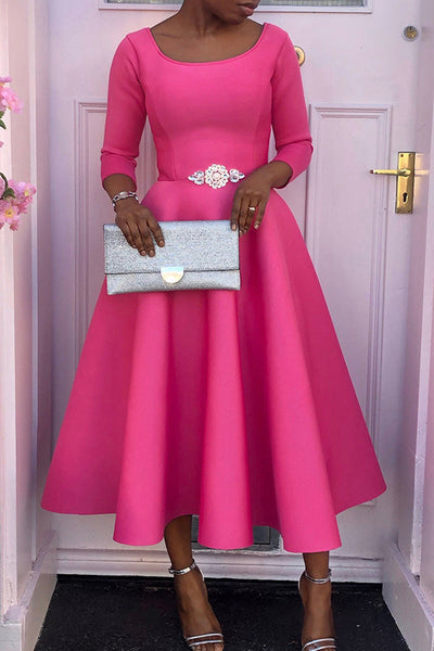 Madanela - Elegantes Swing-Kleid mit 3/4-Ärmeln für Damen für besondere Anlässe