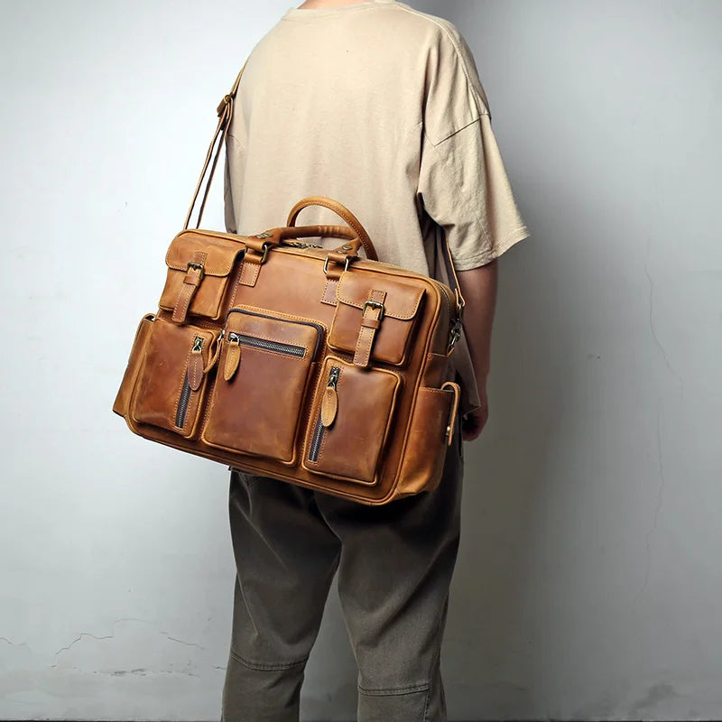 Herren Retro-Ledertasche - Geräumig und hochwertig aus Vollrindleder