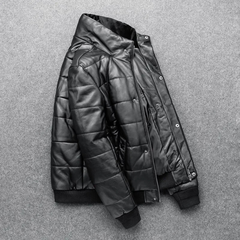 Warme Herren-Lederjacke mit Stehkragen - Gefüttert und Modern