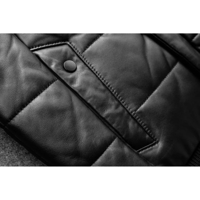 Warme Herren-Lederjacke mit Stehkragen - Gefüttert und Modern