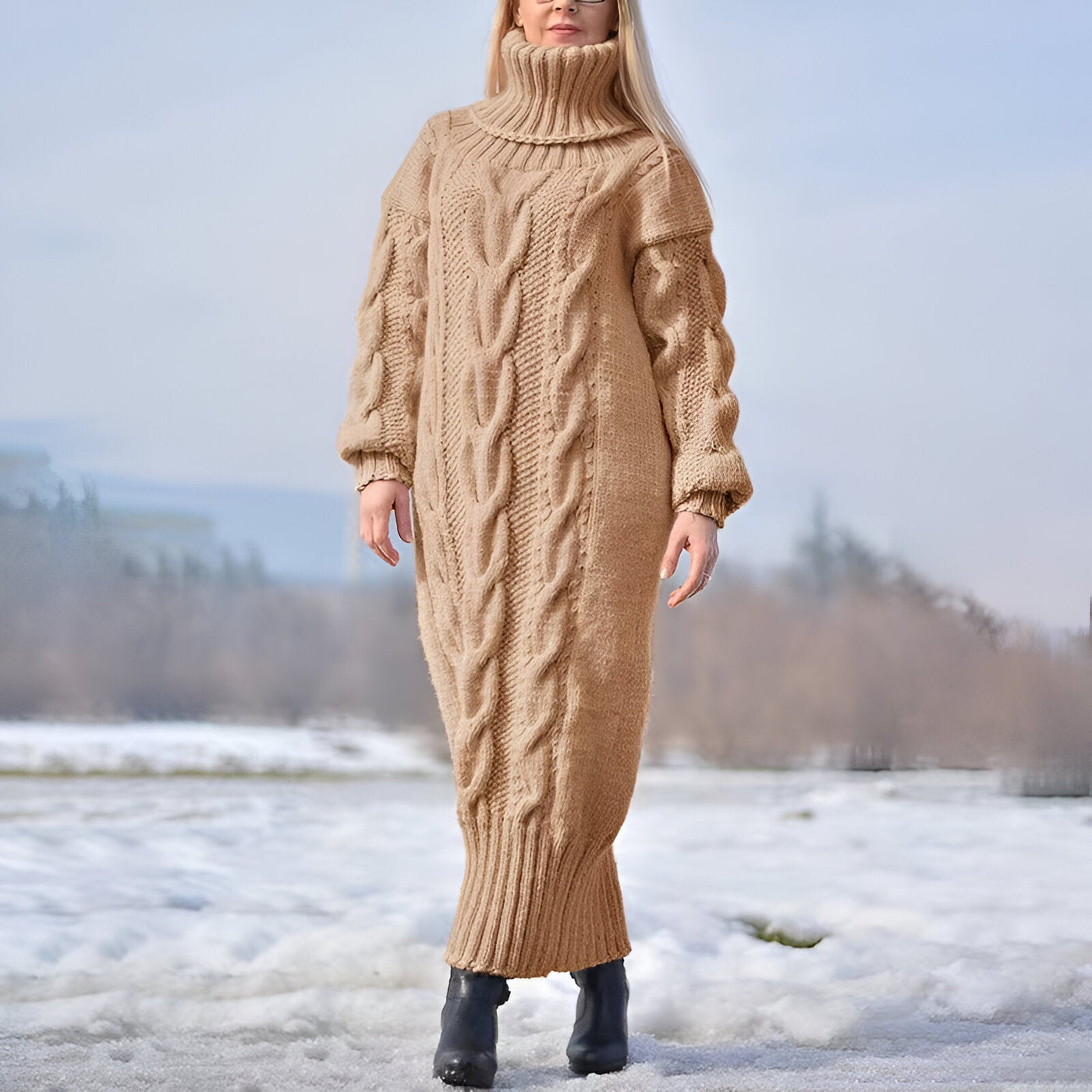 Clara | Gemütliches Oversized Rollkragen-Strickkleid