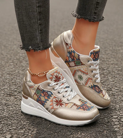 Znaya – Boho Turnschuhe Mit Geometrischem Schnürdesign