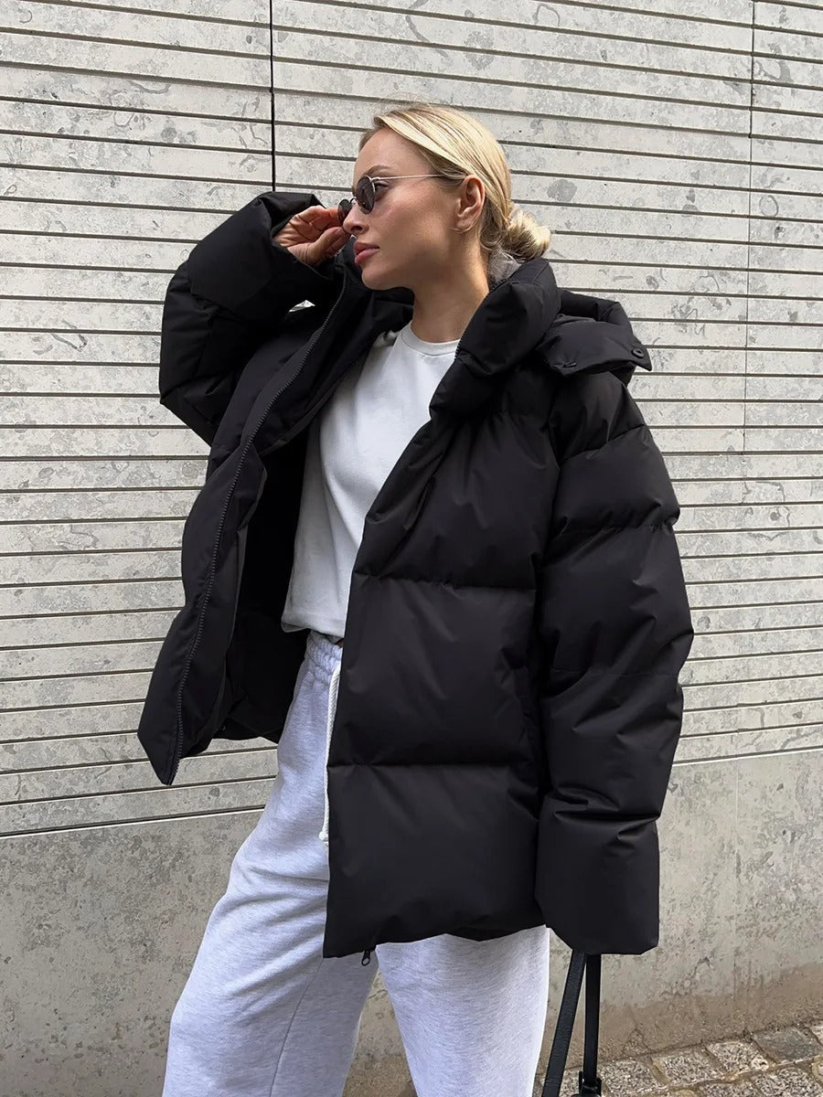 Damen Steppjacke mit Kapuze - Warme Daunenjacke in Kurzform