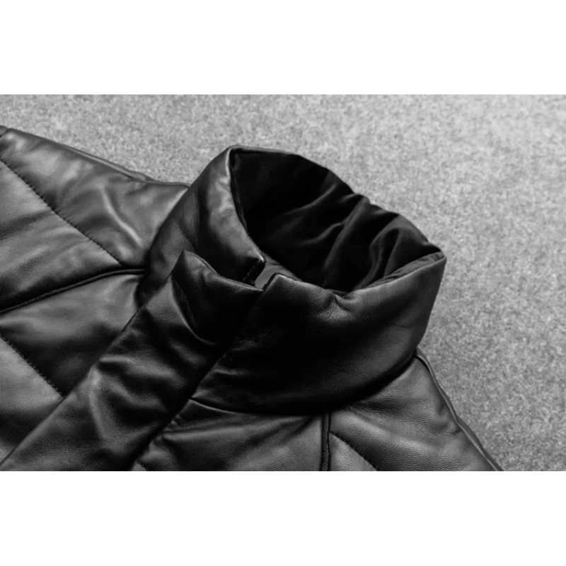 Warme Herren-Lederjacke mit Stehkragen - Gefüttert und Modern