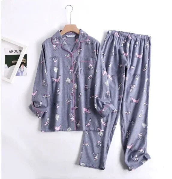 Bequemes Damen Pyjama-Set mit lebendigen Mustern | Zweiteiler