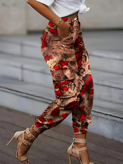 Louisa | Schicke Snake Skin Print Jogginghosen mit Hohem Bund