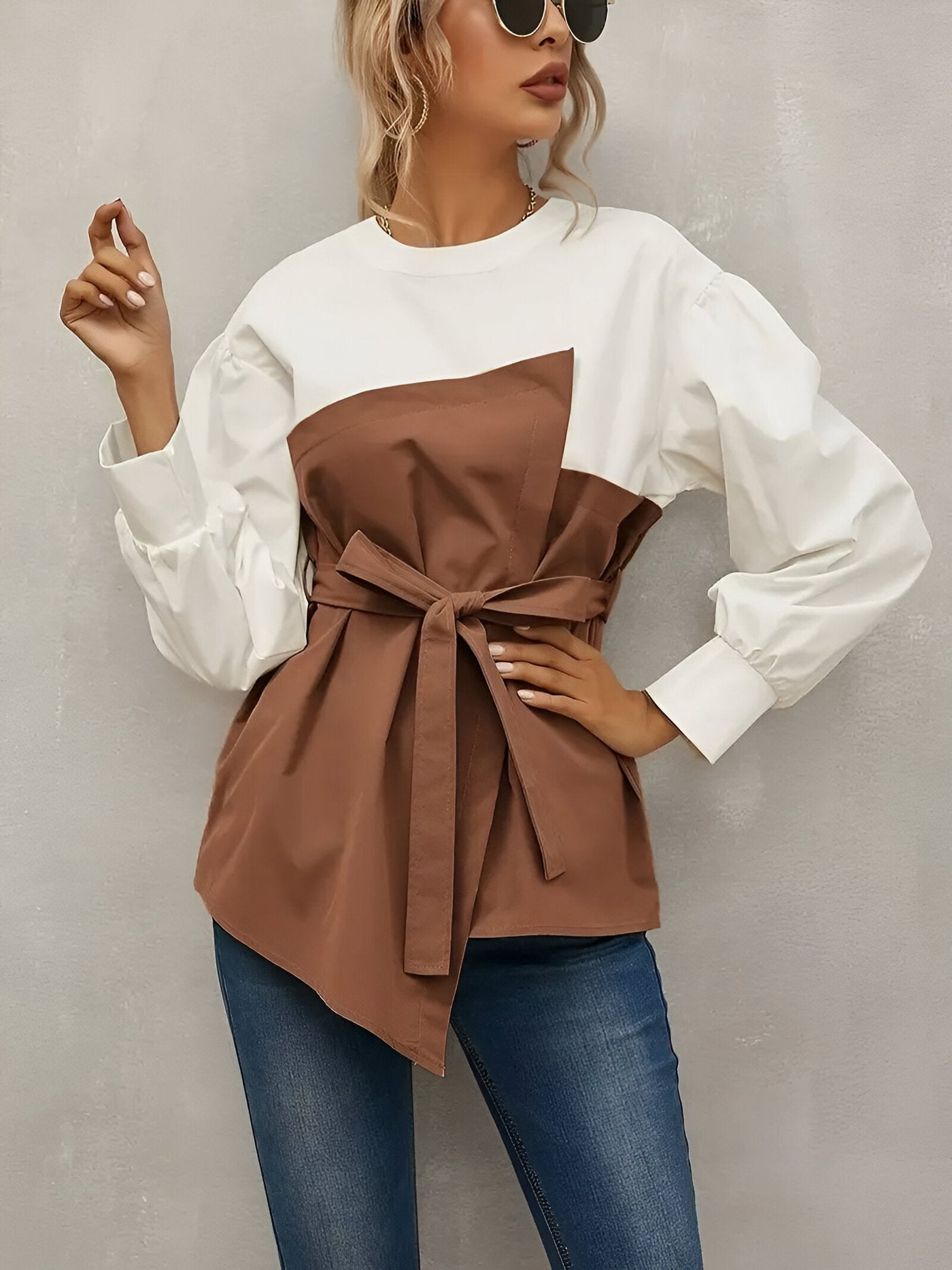 Ormanda | Elegantes Color-Blocking Faux-Zwei-Teile-Shirt für Damen