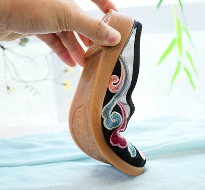 Anne – Bestickte Baumwoll-Pantoletten im Retro-Stil