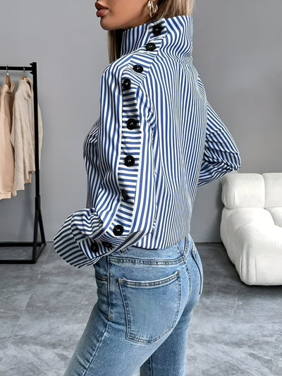 Osmara | stylisches ringelshirt mit hohem kragen