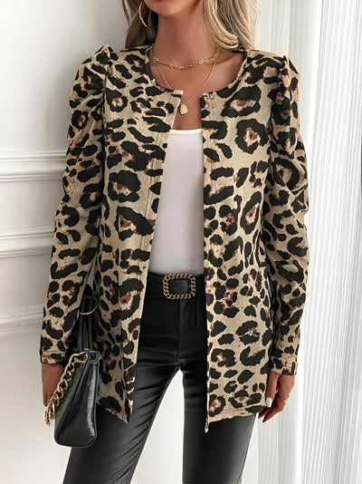 Gudrun | Lässige Jacke mit Leopardenmuster und Offenem Vorderteil