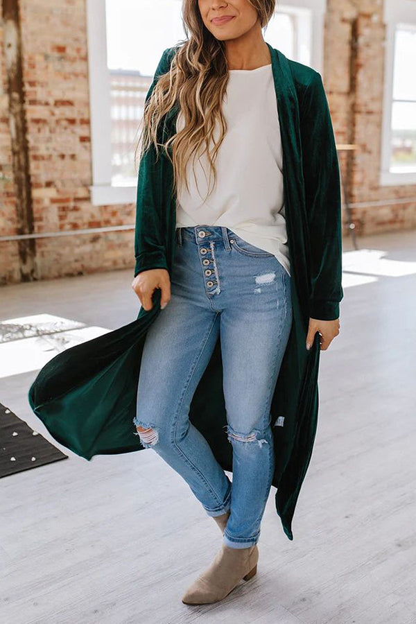 Lilly® | Samt-Cardigan ohne Knöpfe