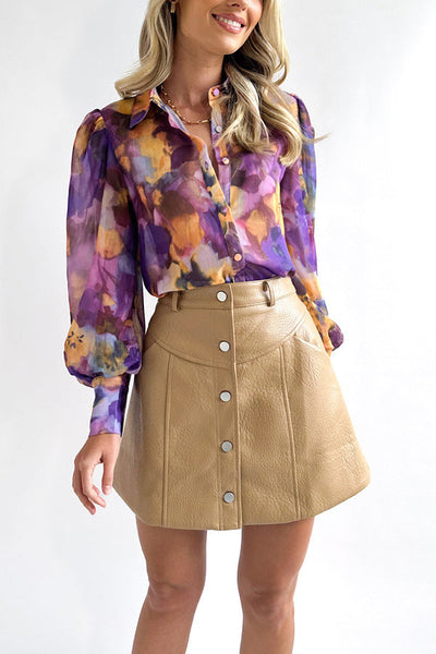 Madison® | Personalisiertes, langärmliges Button-Down-Hemd mit Batikmuster und V-Ausschnitt