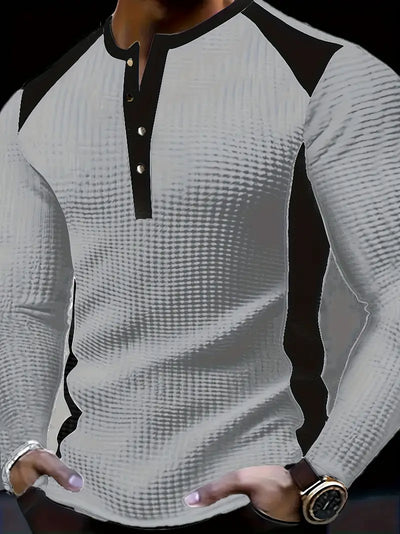 Kyran – Langärmliges Henley Hemd Mit Waffelmuster
