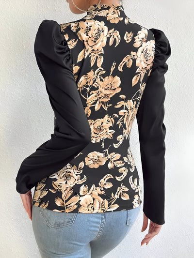Idalie | Bluse mit Floral Print und Stehkragen